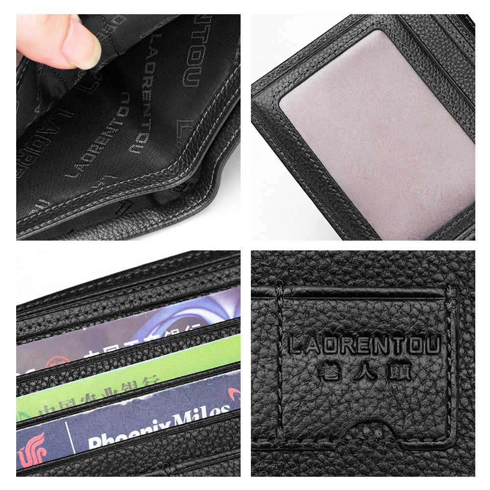 LAORENTOU Genuine Leather Short Mens Wallet
