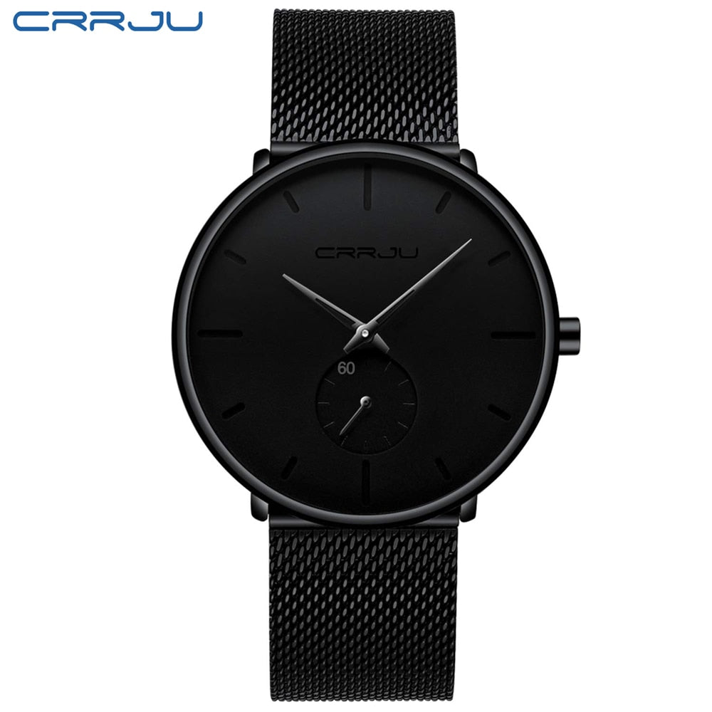 Ultra Thin Creative Black Stainless Steel Quartz Watches