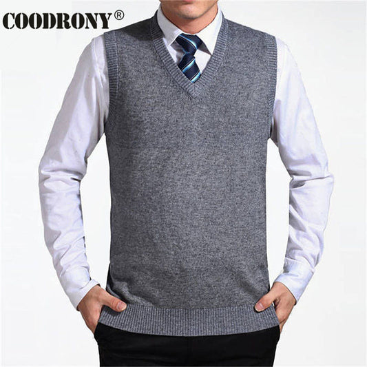 COODRONY Mens Solid Color Sweater Vest