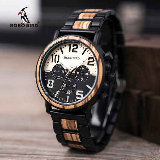 BOBO BIRD Wooden Stainless Steel Watch