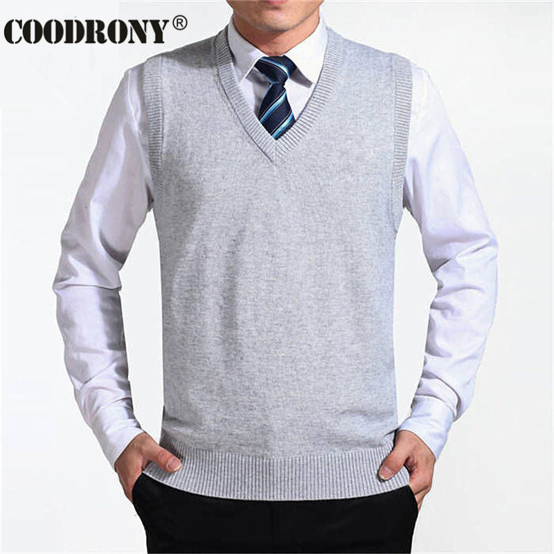 COODRONY Mens Solid Color Sweater Vest