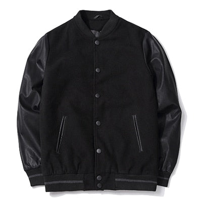 Leather Sleeve Woolen Varsity Baseball Jacket