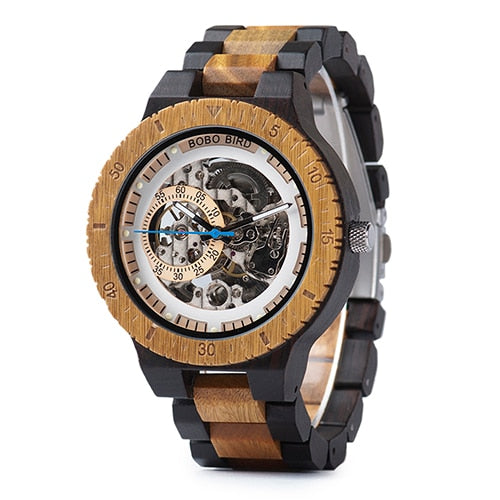 BOBO BIRD Wooden Mechanical Skelleton Watch