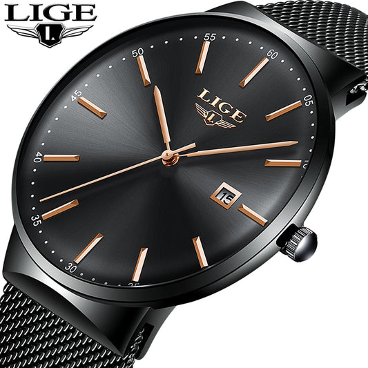 LIGE Mens Ultra Thin Watch