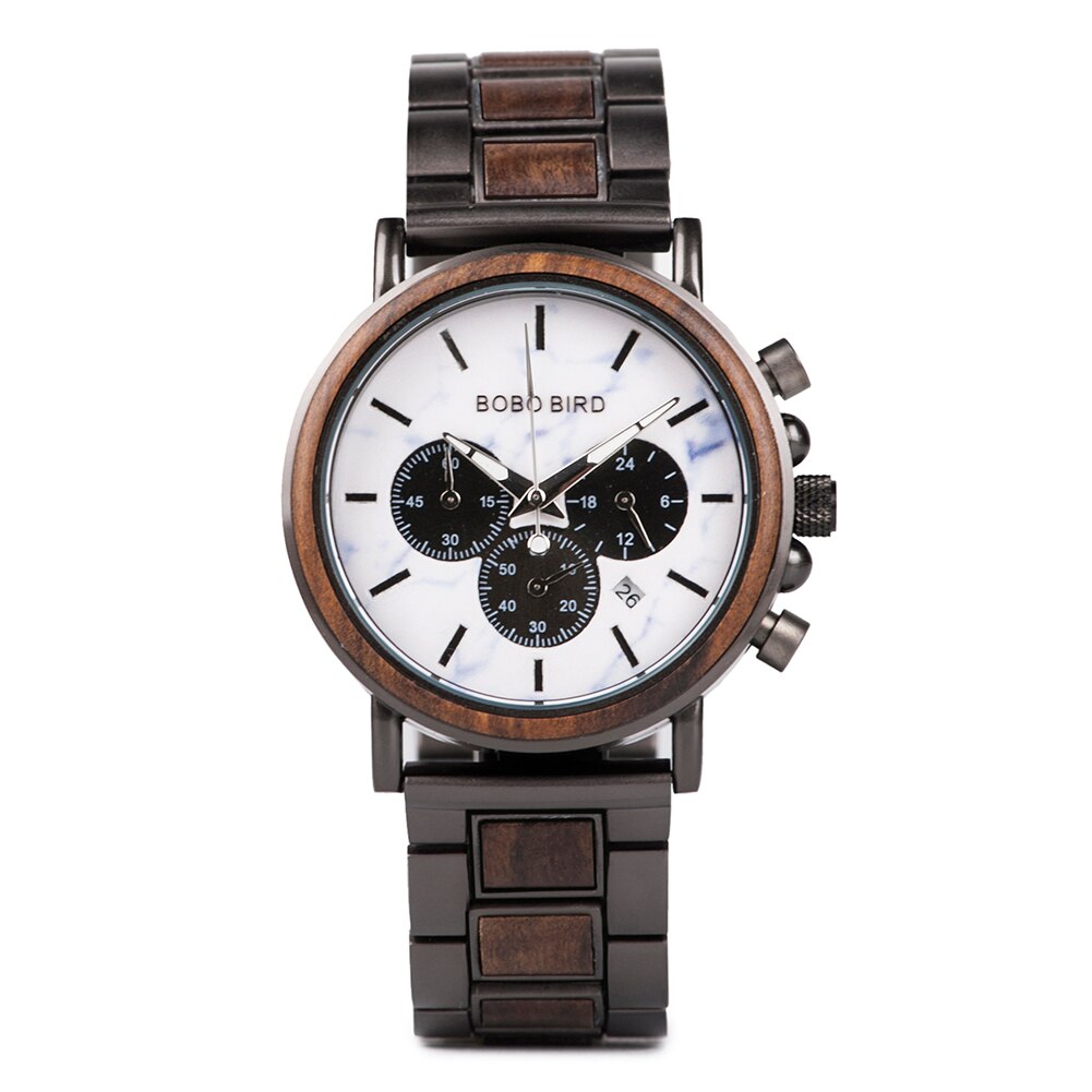 BOBO BIRD Wooden Stainless Steel Watch