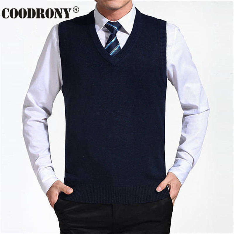 COODRONY Mens Solid Color Sweater Vest