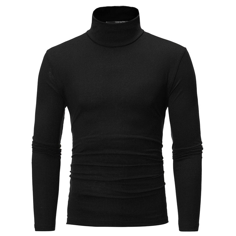 Mens Slim Elastic Thin Pullover Turtleneck