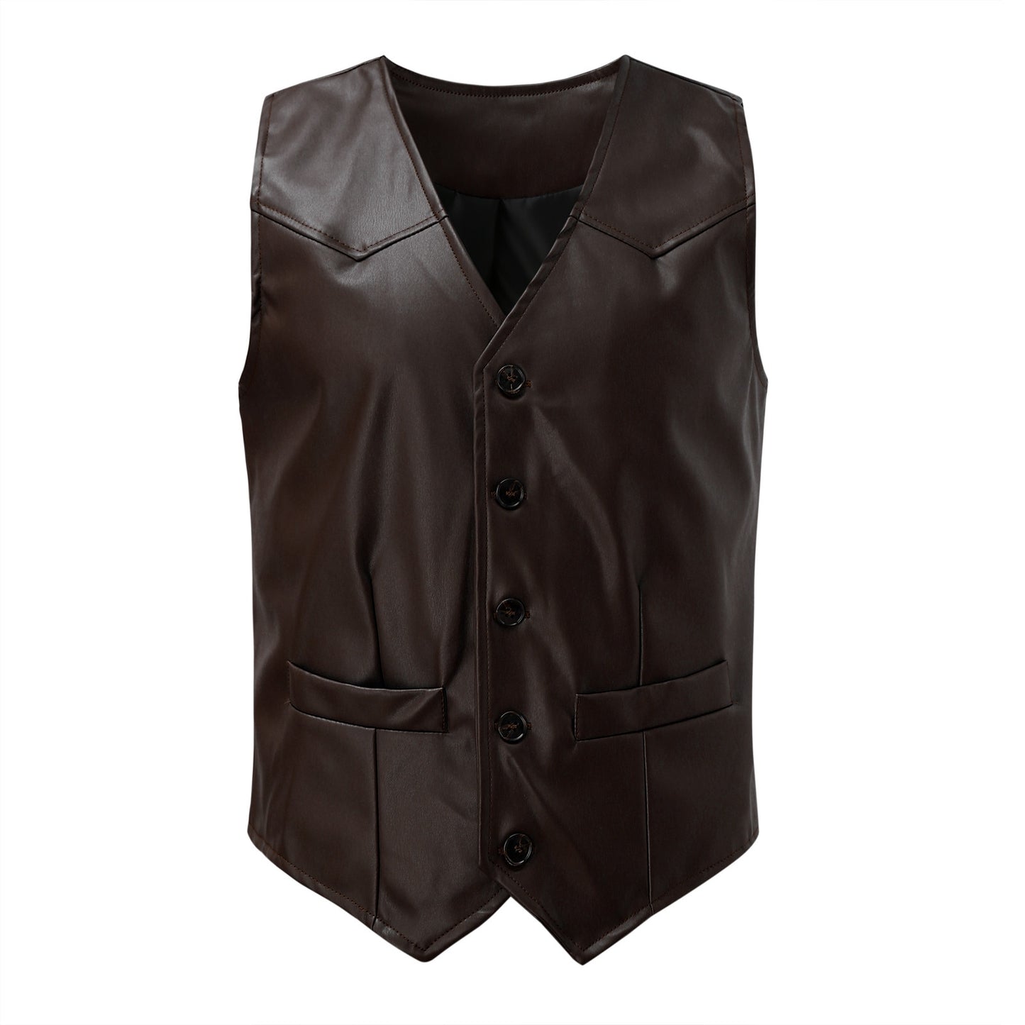 Mens Vest Retro V-Neck Solid Shirt