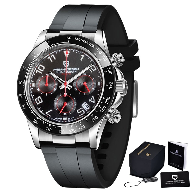 PAGANI DESIGN Rubber Strap Chronograph Watch