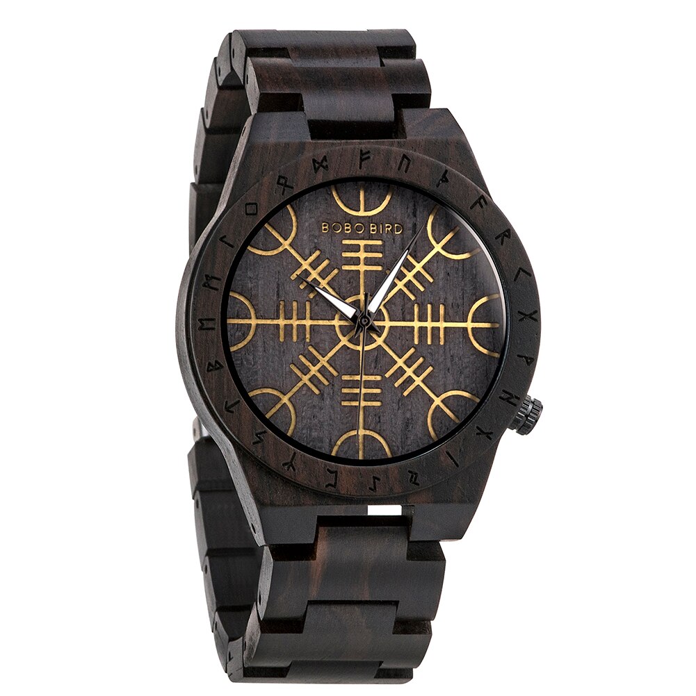 BOBO BIRD Men's Luxury Retro Ebony Wristwatch