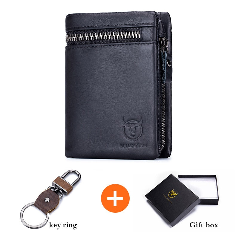 BULLCAPTAIN QB03 Short Tri-Fold Buckle Zipper Wallet