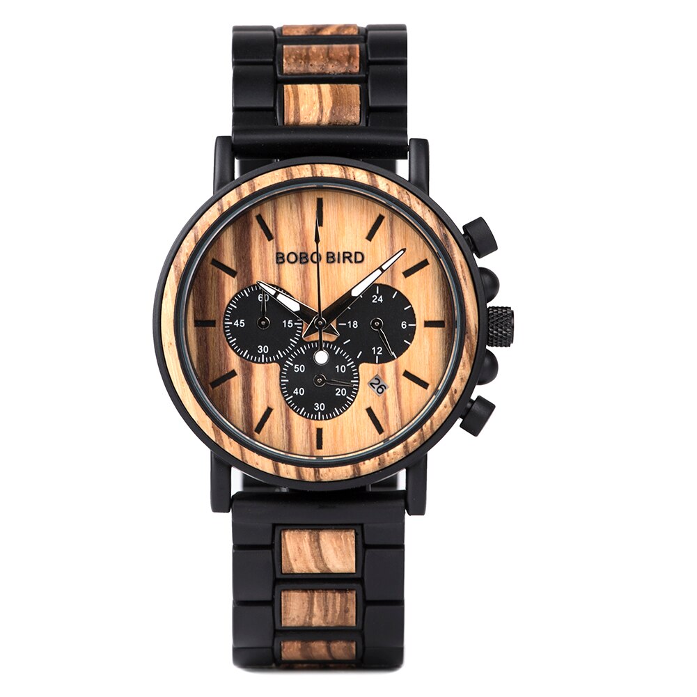 BOBO BIRD Wooden Stainless Steel Watch