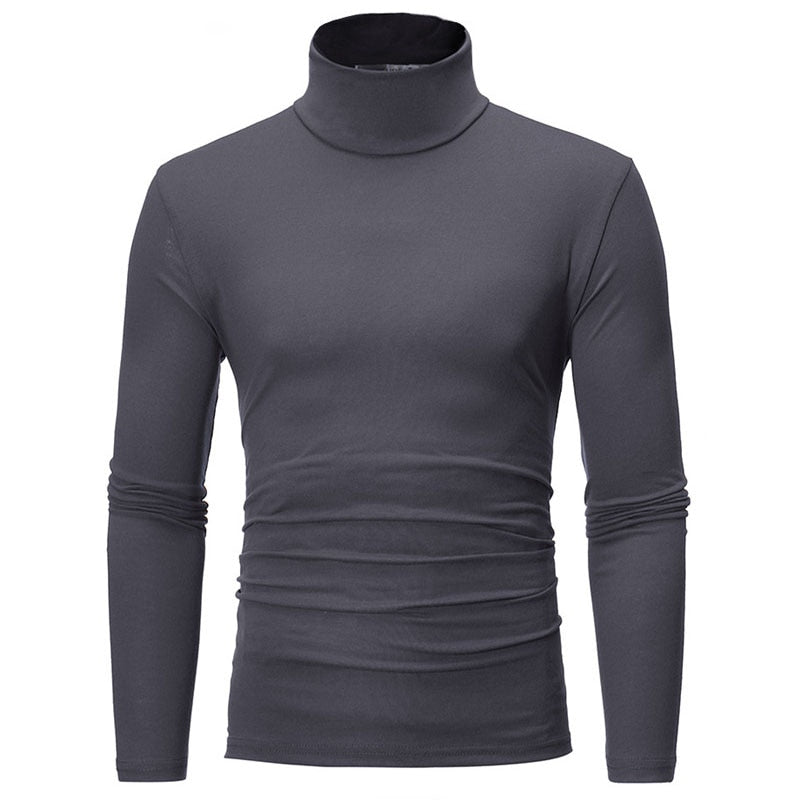 Mens Slim Elastic Thin Pullover Turtleneck