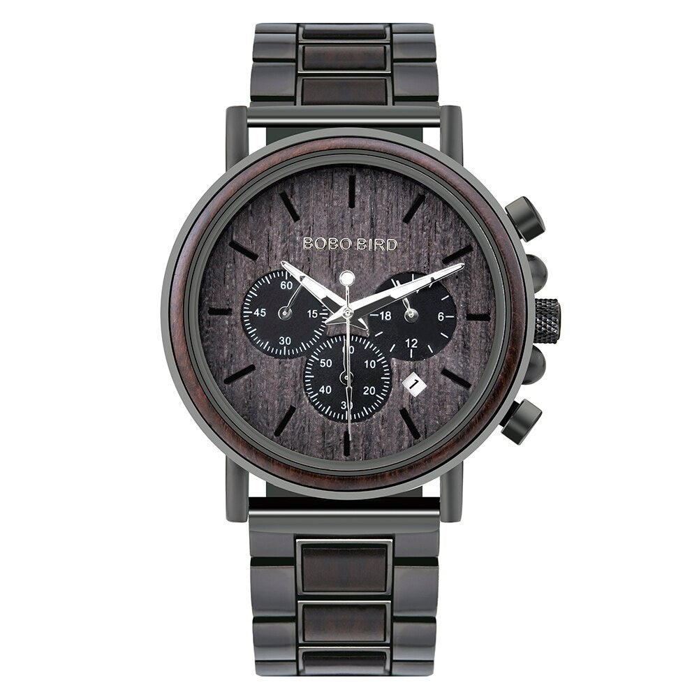 BOBO BIRD Wooden Stainless Steel Watch