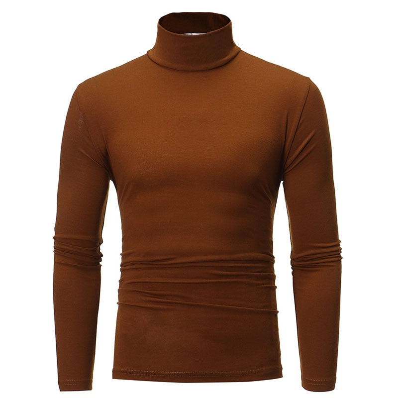 Mens Slim Elastic Thin Pullover Turtleneck