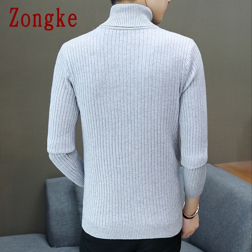 ZONGKE Thin White Turtleneck Sweater