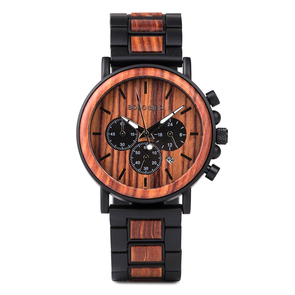 BOBO BIRD Wooden Stainless Steel Watch