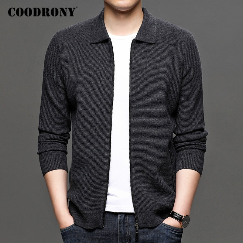 COODRONY Cardigan Mens Fashion Sweater Coat