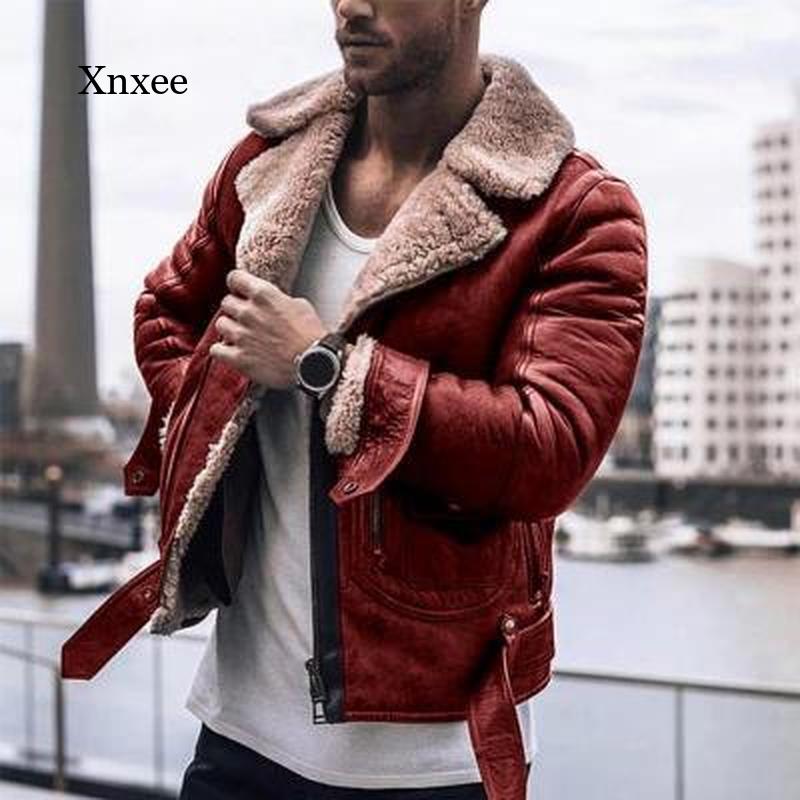 Fur Lined Long-Sleeved Leather Jacket