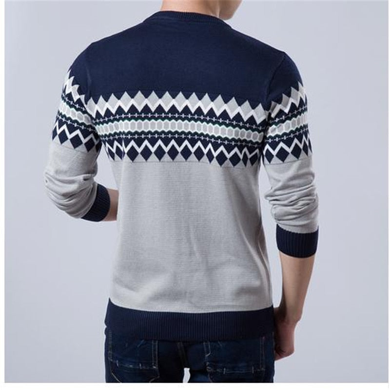 Casual Slim Fit Knitting Mens Striped Sweaters
