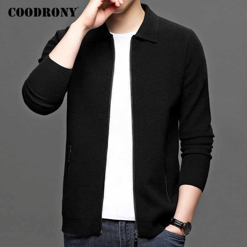 COODRONY Cardigan Mens Fashion Sweater Coat