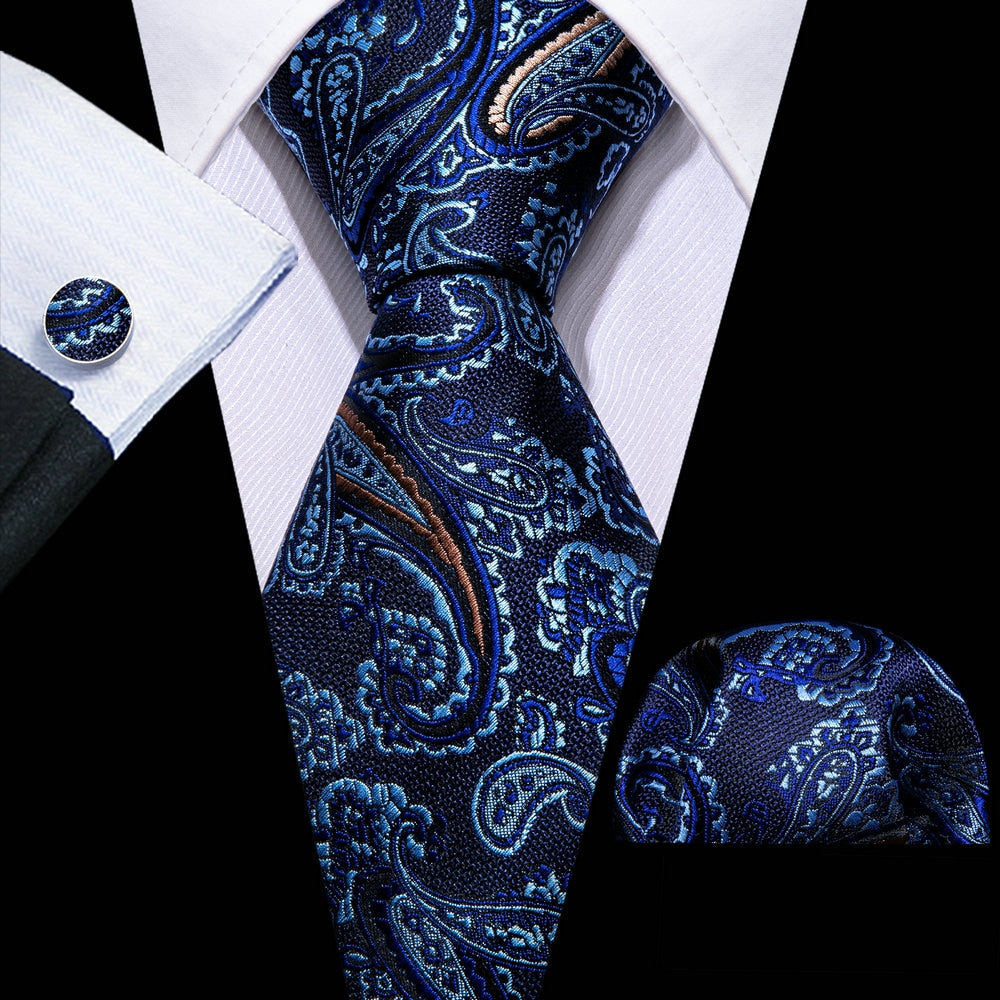 Men Tie Necktie Gravat Handkerchief Cufflinks Set