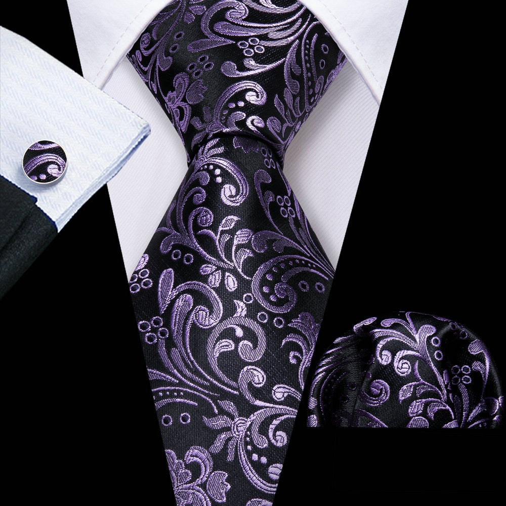 Men Tie Necktie Gravat Handkerchief Cufflinks Set