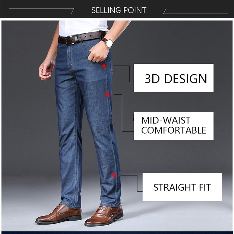 BROWON Men Summer Thin Breathable Jeans