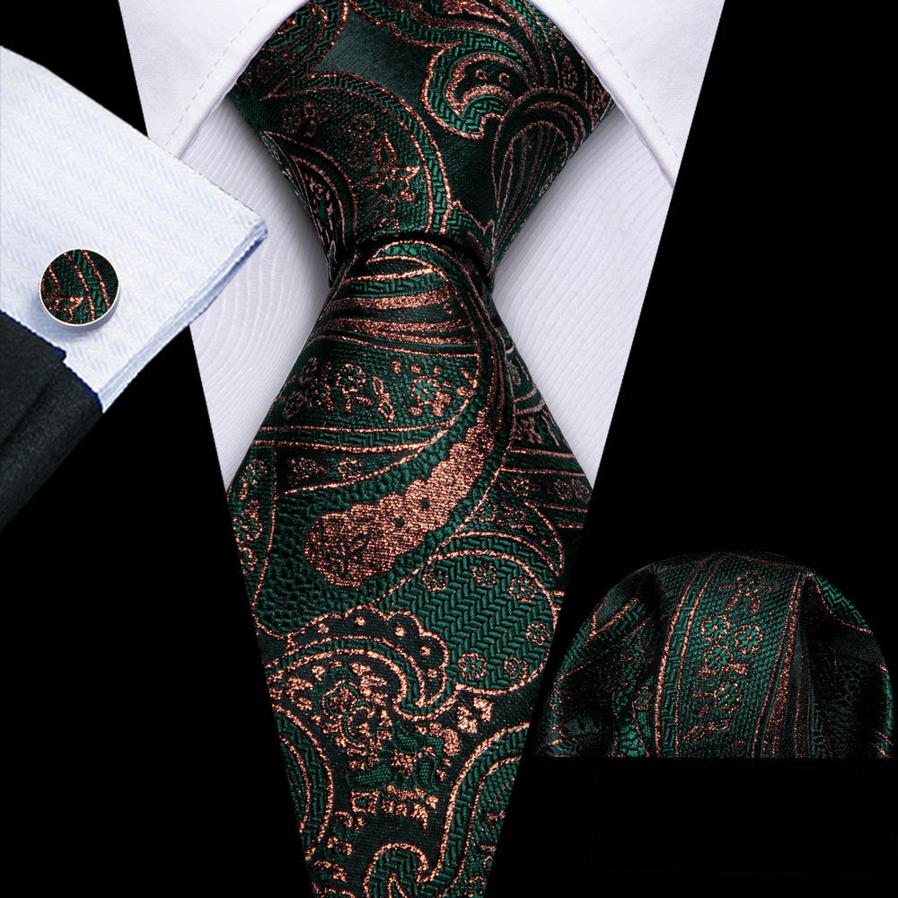 Men Tie Necktie Gravat Handkerchief Cufflinks Set