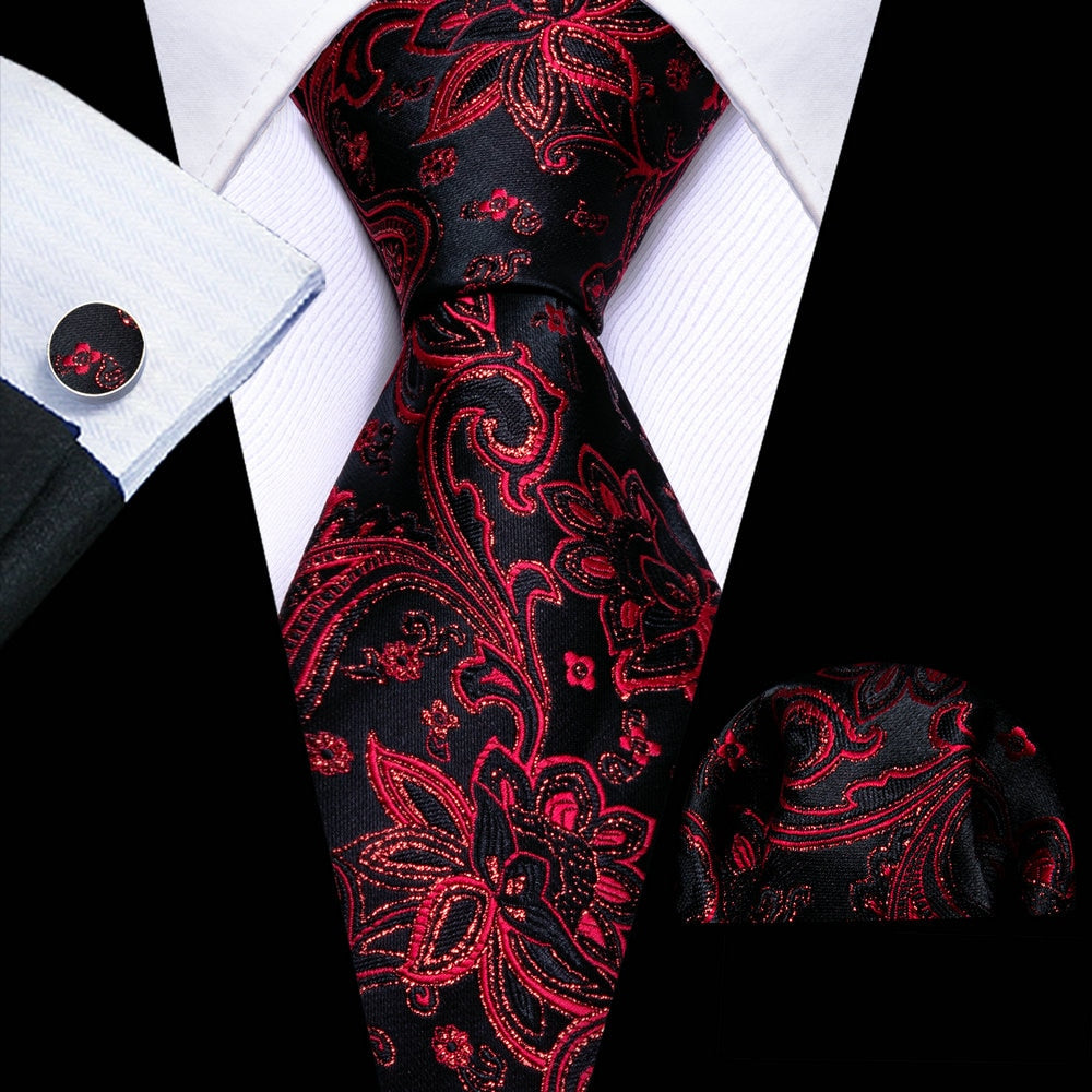 Men Tie Necktie Gravat Handkerchief Cufflinks Set