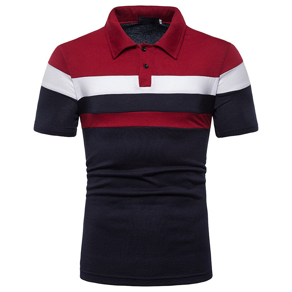 Striped Turn Down Collar Polo