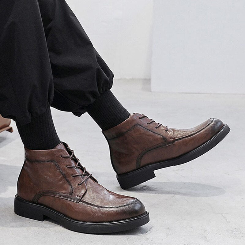 100% Genuine Leather Men Ankle Boots