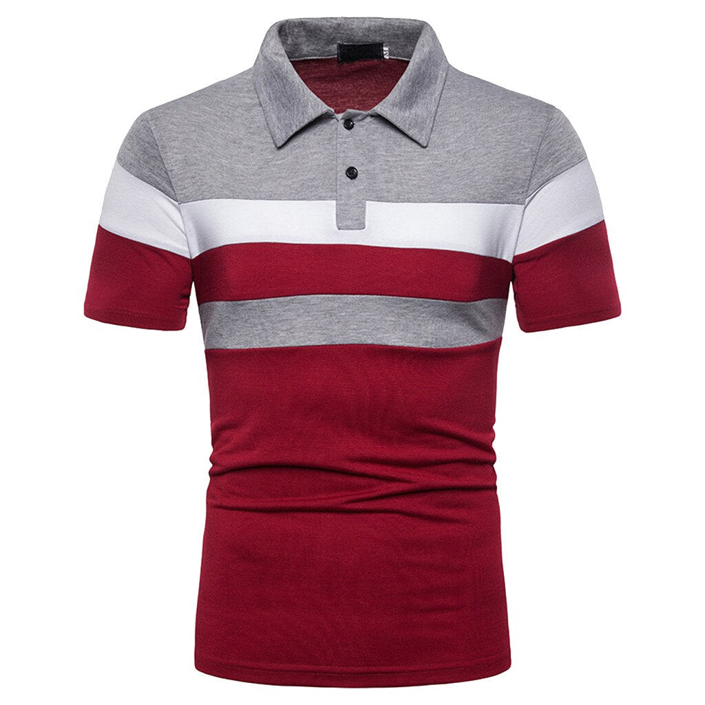 Striped Turn Down Collar Polo