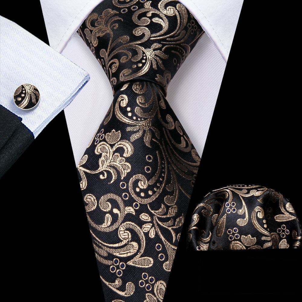 Men Tie Necktie Gravat Handkerchief Cufflinks Set