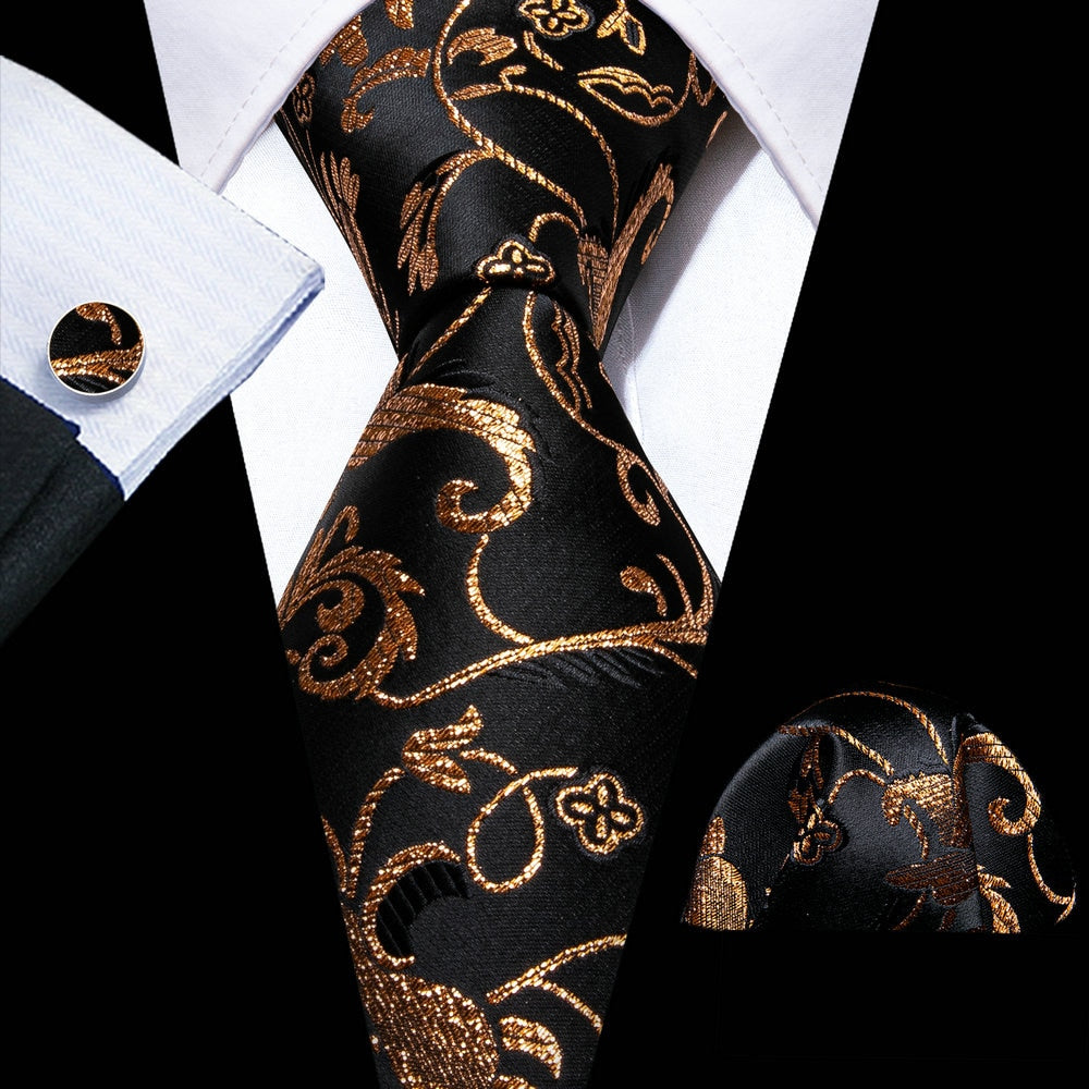 Men Tie Necktie Gravat Handkerchief Cufflinks Set