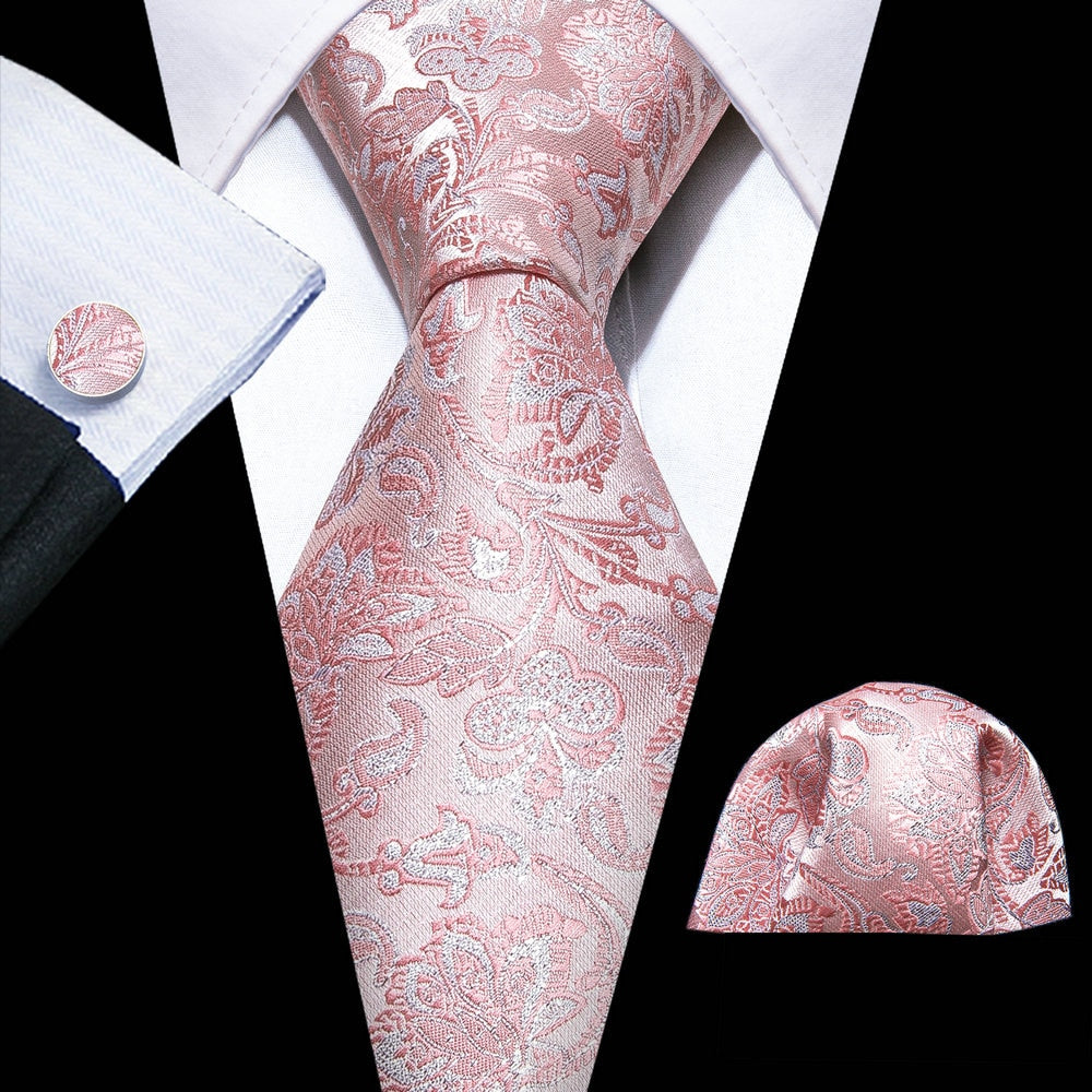 Men Tie Necktie Gravat Handkerchief Cufflinks Set