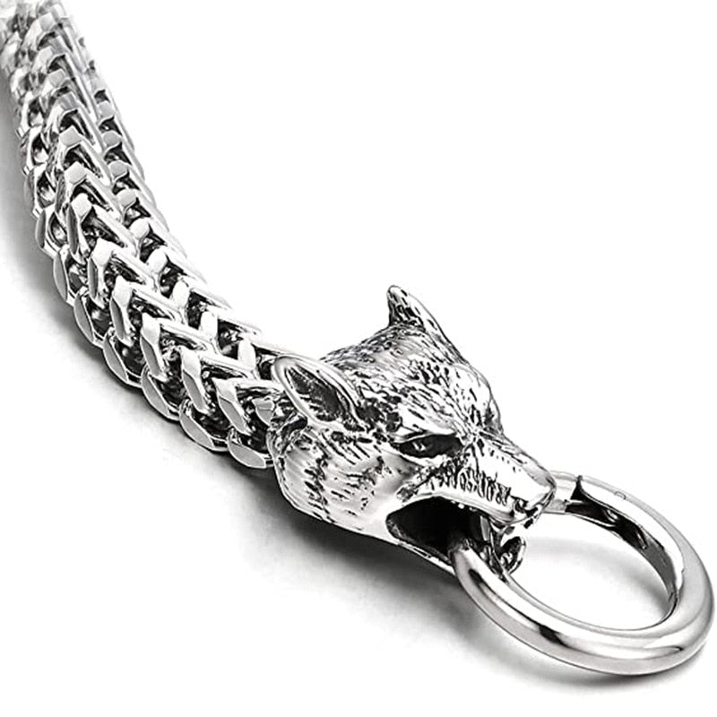 Stainless Steel Wolf Head Bracelet