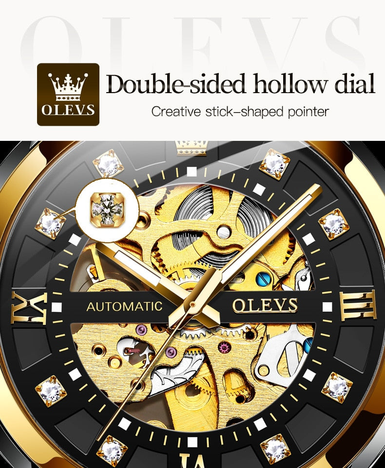 OLEVS Skeleton Luxury Waterproof Watch