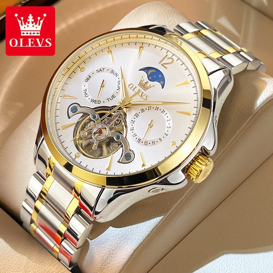 OLEVS Classic Skeleton Tourbillon Automatic Mechanical Watch