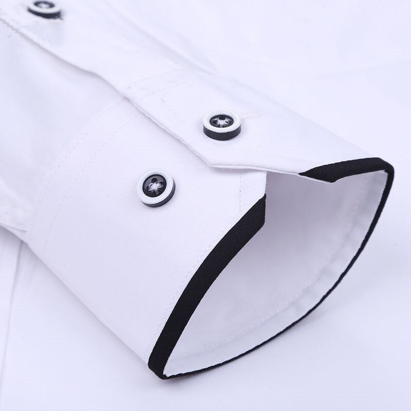 Stand Collar Long Sleeve Slim Fit Dress Shirt