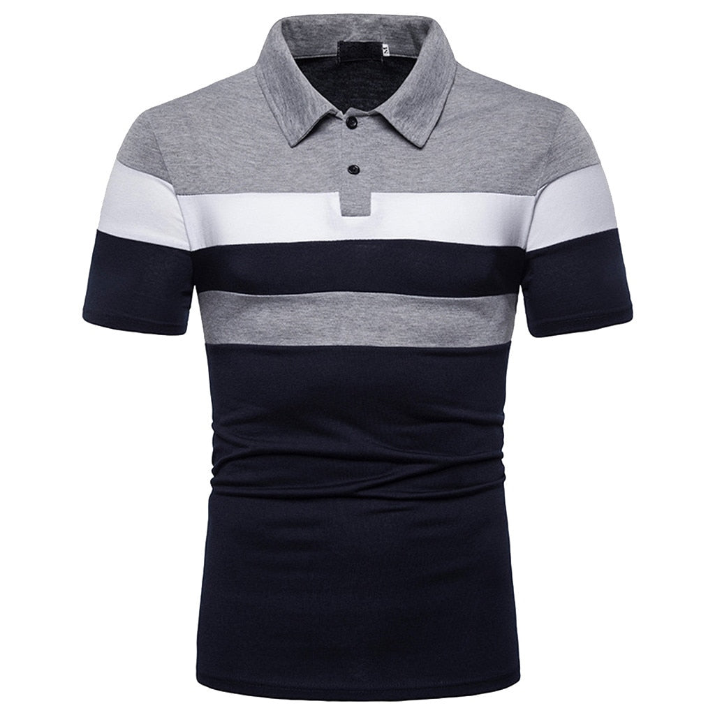 Striped Turn Down Collar Polo