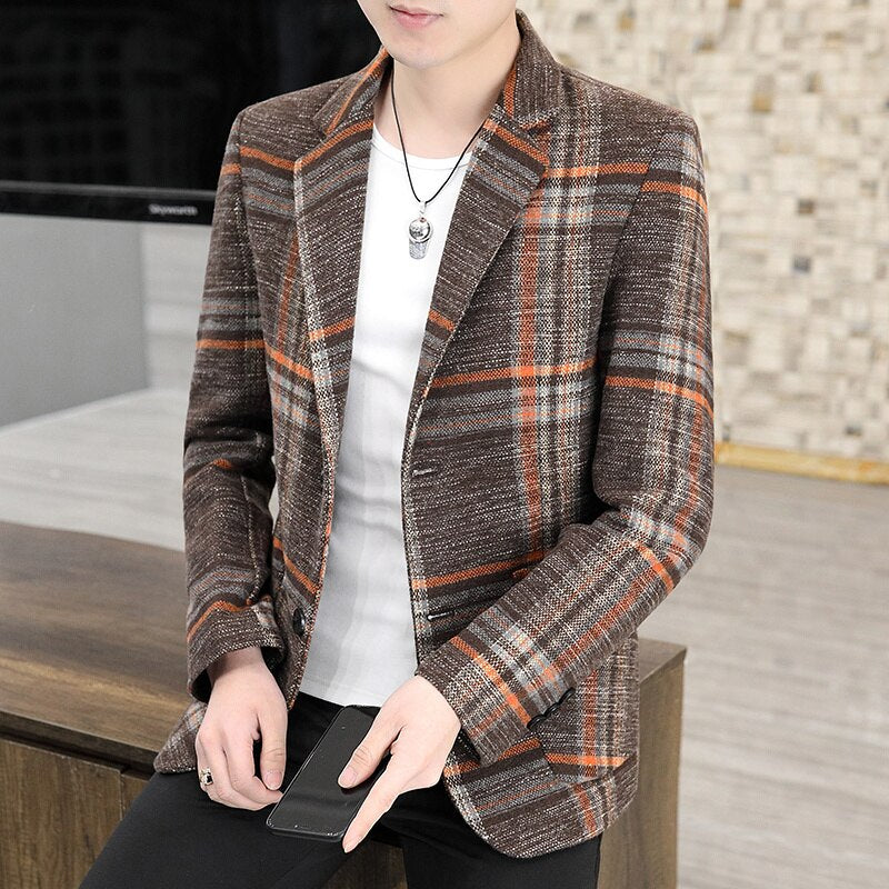 Check Pattern Single-breasted Blazer