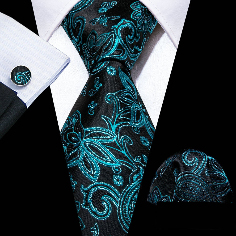 Men Tie Necktie Gravat Handkerchief Cufflinks Set