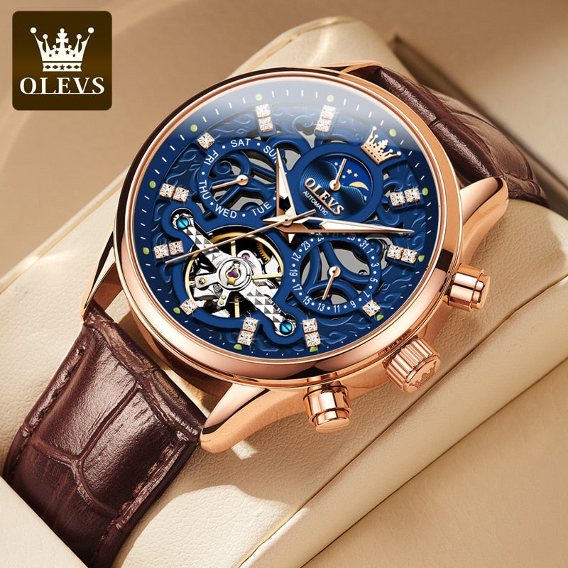 OLEVS Fashion Skeleton Automatic Mechanical Wrist Watch