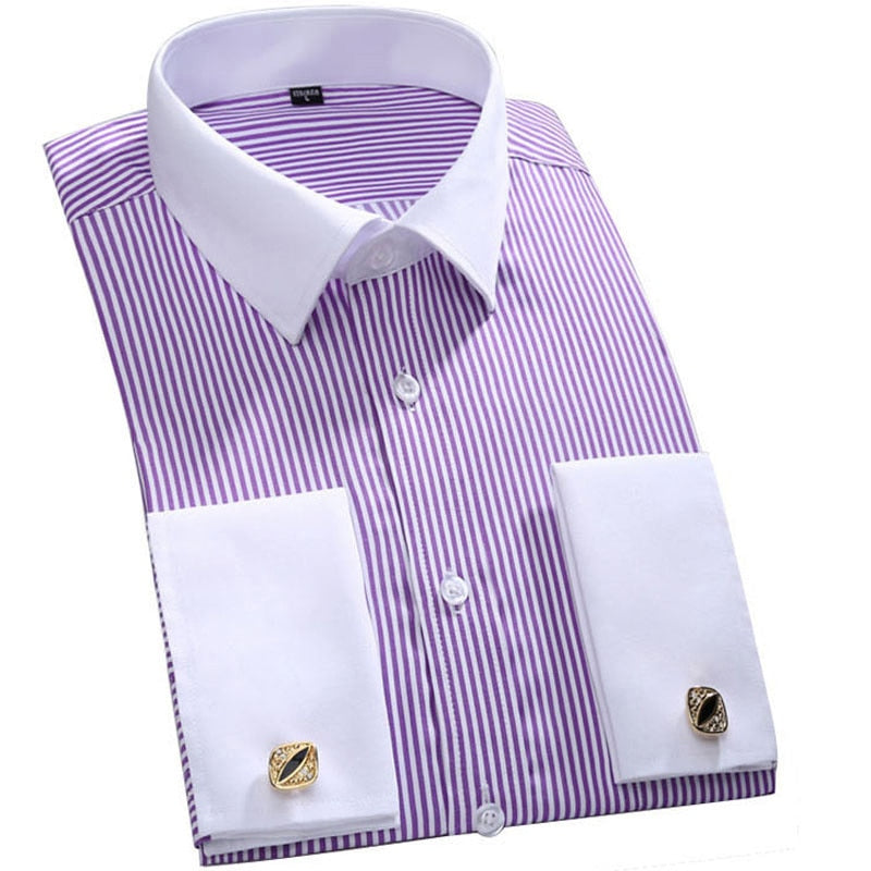 French Cuff Men's Formal Business Dress Shirt