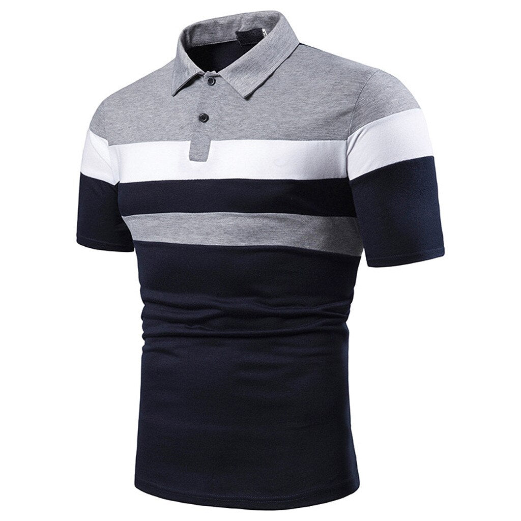 Striped Turn Down Collar Polo