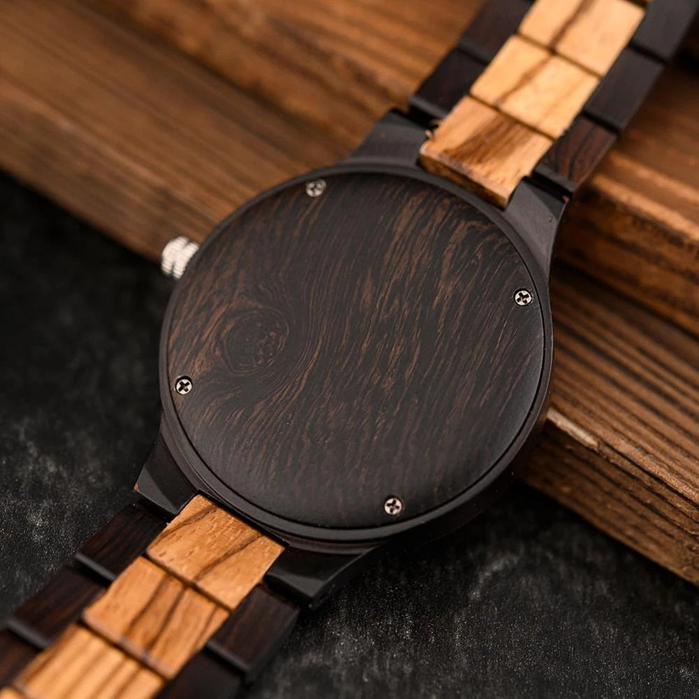 BOBO BIRD Men's Luxury Retro Ebony Wristwatch