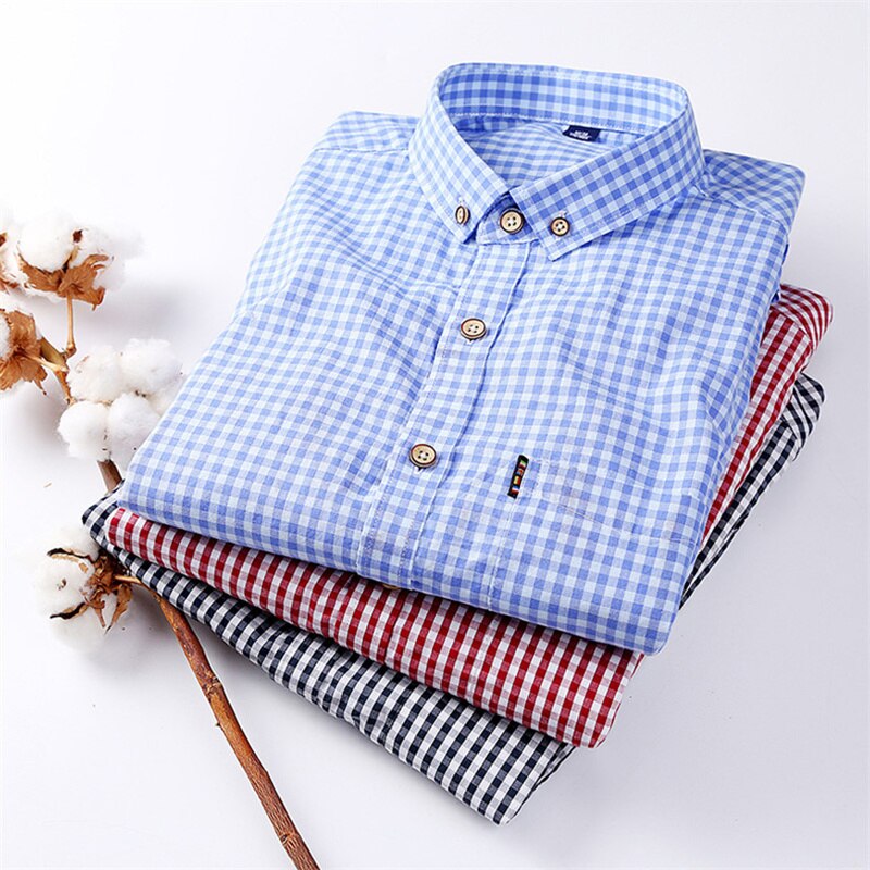 Thin 100% Cotton Plaid Shirts for Men