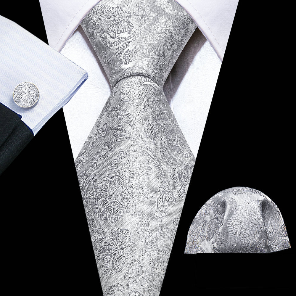 Men Tie Necktie Gravat Handkerchief Cufflinks Set