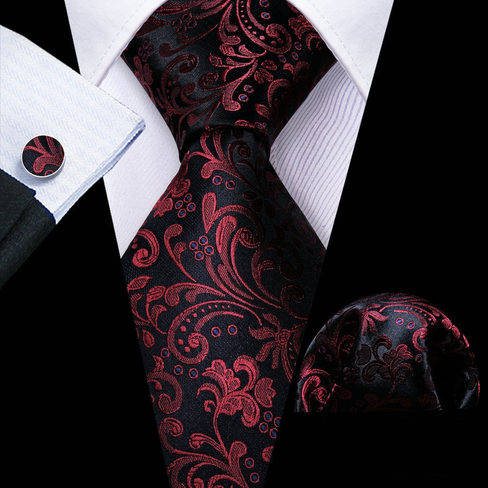 Men Tie Necktie Gravat Handkerchief Cufflinks Set